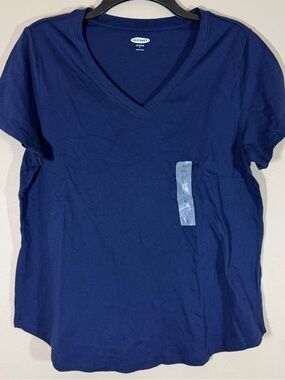 Old Navy EveryWear Womens L Navy Blue V Neck Short Sleeve Tee T Shirt NWT